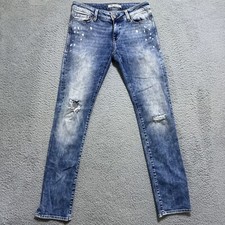 Mavi Jeans Womens 28 Emma Slim Boyfriend Distressed Blue Stretch Denim 28x30 Y2K