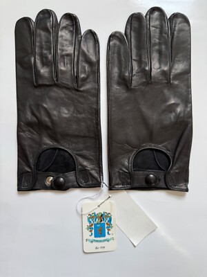 New Men $228 Saks Fifth Avenue Portolano Black Soft Leather Glove Size L Miu Jin