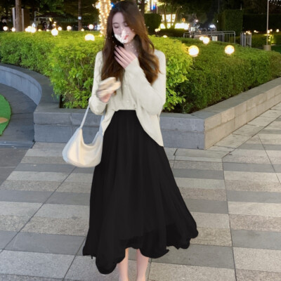★EXPIRED GIRL★FRILL CHECK MAXI SKIRT NAVY★韓国送料込 Designer Summer Fashion Skirts Women High Waist Flower Print