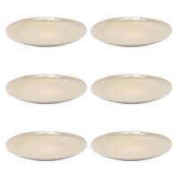 Dessertteller 6Er Set Kuchenteller Teller Steingut Beige Weiß Mit PräGung Ø22 Cm