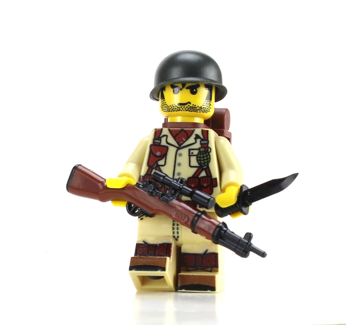 TAN WW2 Single Soldier US Army Minifigure made with real LEGO® minfigure