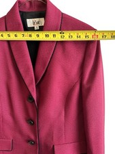 Le Suit Vintage Skirt Suit Red/Black Jacket Black Ruffled Skirt Size 14 VTG