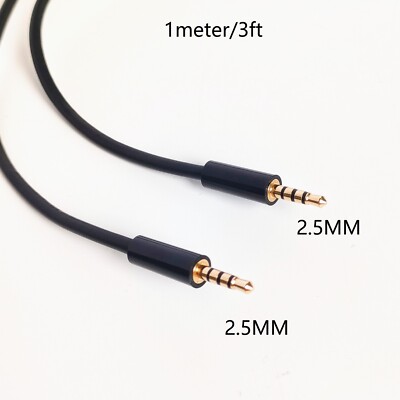 2.5mm Male to 2.5mm male 4 Pole Headphone Audio AUX Cable 1meter 3ft