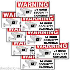 SECURITY CAMERA Stickers- 24 HOUR Indoor Outdoor Decals Labels 5" Multi-packs