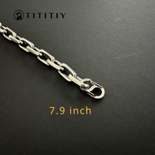 8mm Pure Titanium Chain Bracelet for Men's Flat O-Chain Anti Allergy 7.9 Inch