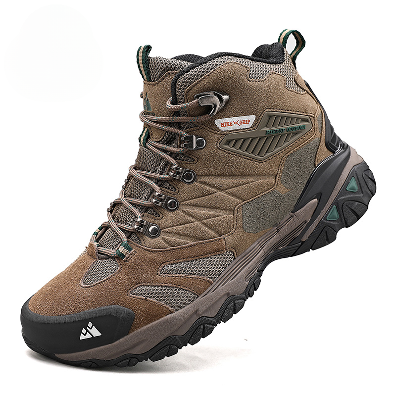 Men's Suede High-Top Outdoor Hiking Boots Waterproof Tactical Trekking Shoes-image
