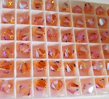 Vintage Swarovski 5301 8mm bicone beads, Sun AB2X (8pcs)