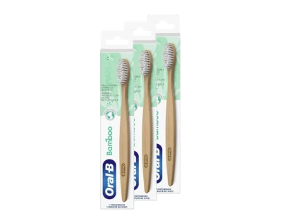 3 x Oral-B Bamboo Handzahnbürste Bambusholz Nachhaltig aus organischen Material