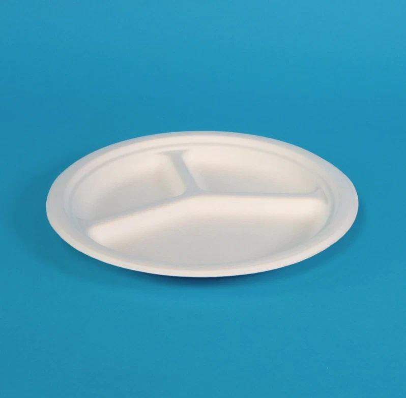 PRO DP 500 Menüteller Imbissteller Grillteller 3-geteilt Ø26cm Bio Bagasse/Zuckerrohr