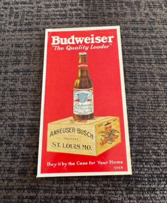 PROHIBITION BUDWEISER BEER PAPER TRADE CARD JOHN B. BUSCH BRG CO WASHINGTON MO