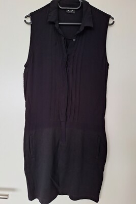 Vila Kleid Gr. 38 M Schwarz  Luftig Slip On Falten V Ausschnitt Shirtkleid