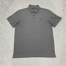Travis Mathew Polo Shirt Mens Extra Large Gray Geometric All Over Print AOP