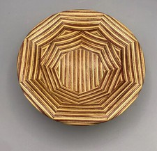 Handmade Small Wooden Trinket Dish Bowl Mixed Multi Wood Signed 6 By 2