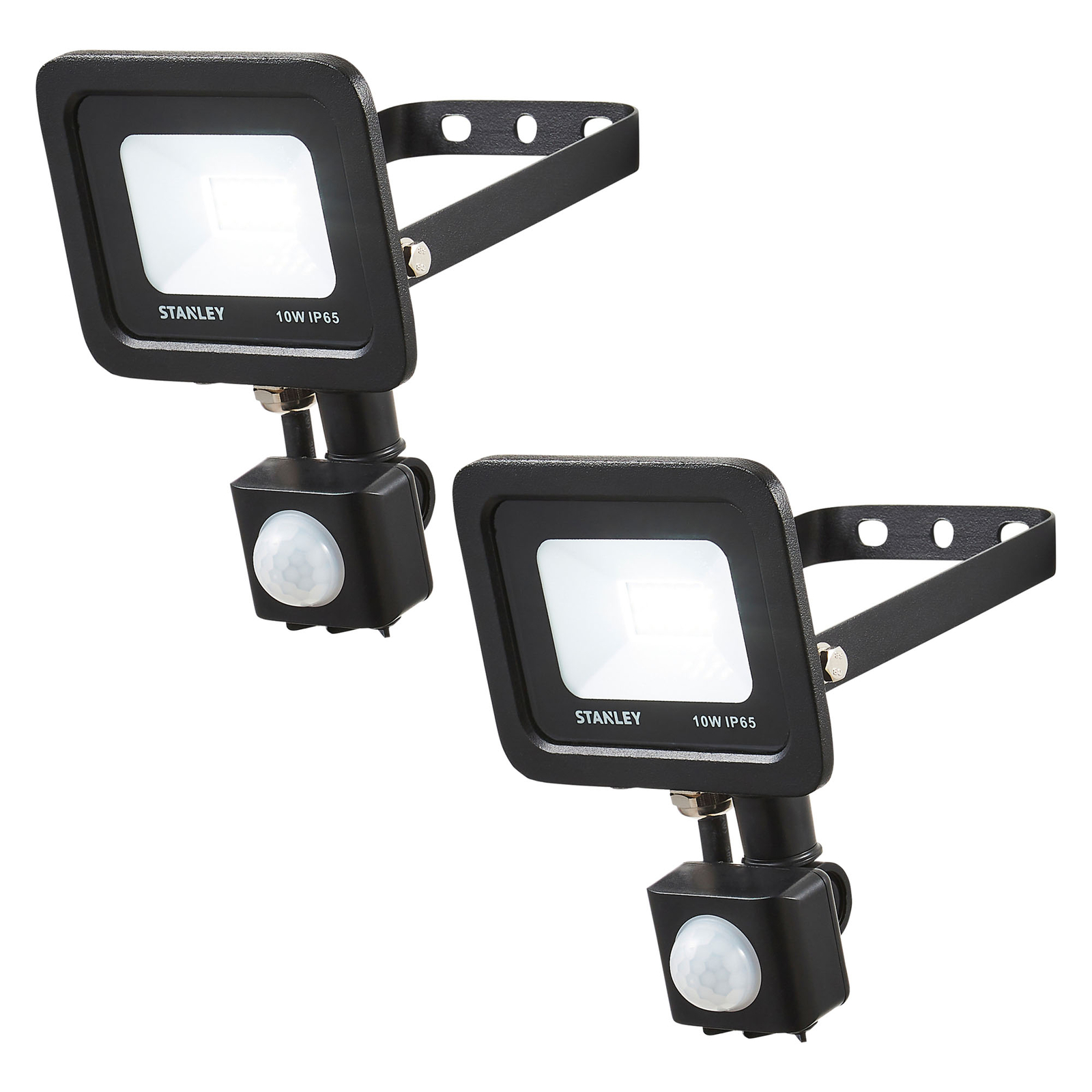Stanley Floodlight 10W Slimline IP65 LED With PIR Motion Sensor in Black- 2 Pack