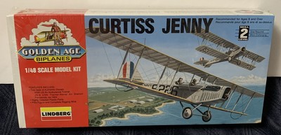LINDBERG CURTISS JENNY GOLDEN AGE BIPLANES 1/48 SCALE MODEL KIT 72583 LEVEL 2