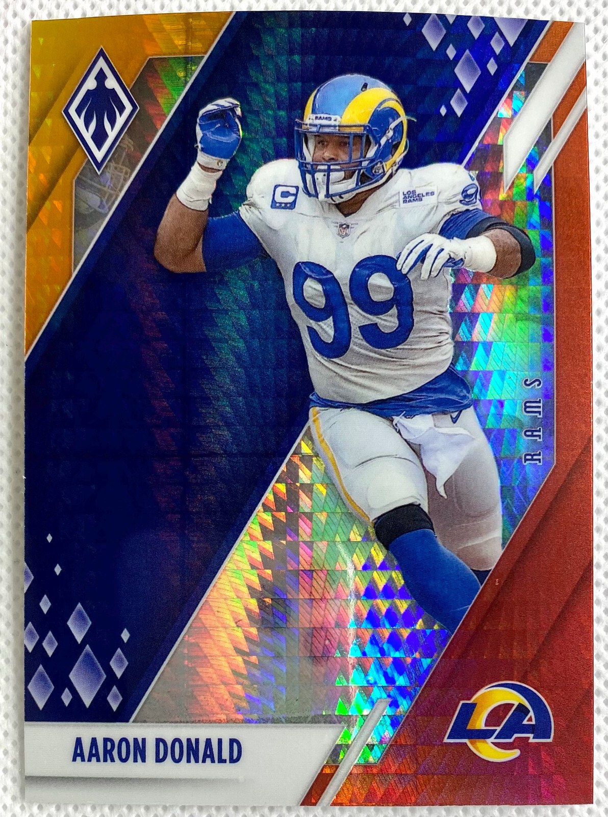 2021 Panini Phoenix Football Aaron Donald Fire Burst Card 49 SP Los Angeles Rams