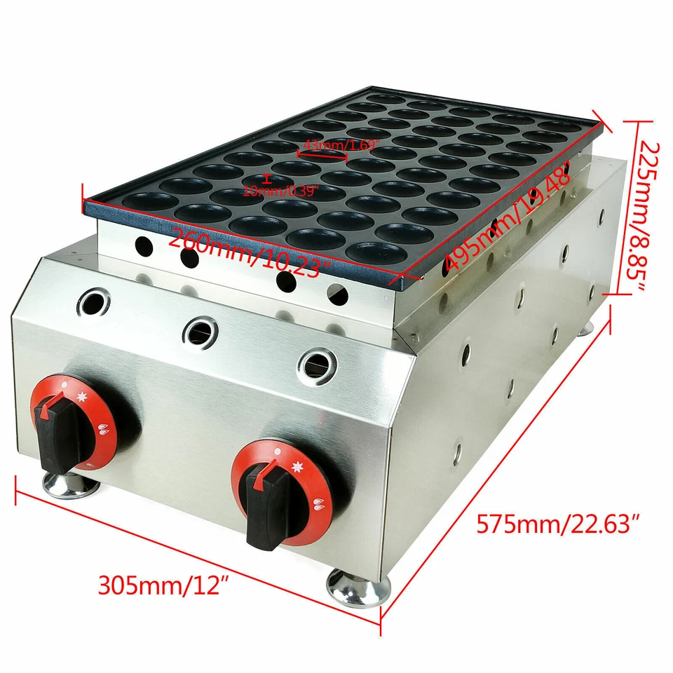 Mini máquina para hacer panqueques holandesa antiadherente 50 agujeros GLP Gas Poffertjes Foto 4 de 4