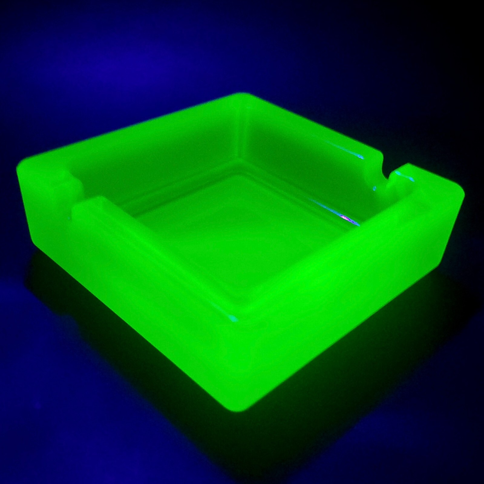 Uranium Glass Ashtray ARt Deco Vaseline Frosted Yellow Glass Plate