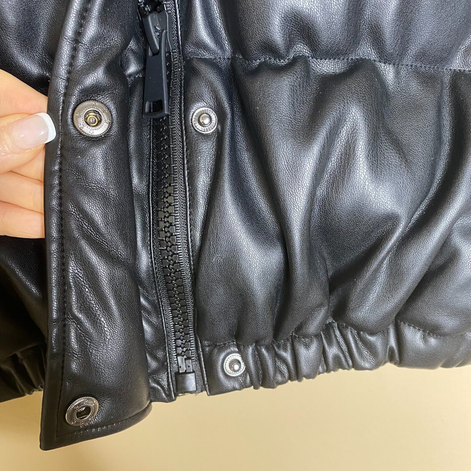 zara jacket XS black faux leather puffer - size xs - image 3