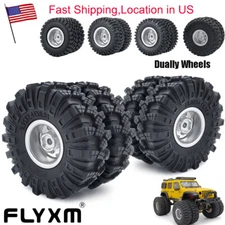 FLYXM For 1:24 AXIAL SCX24 Front/Rear Dually Tractor Wheels Rims/Tires US STOCK