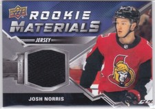 2020/21 UD..JOSH NORRIS..ROOKIE MATERIALS..CARD # RM-JN..SENATORS..COMBINED SHIP