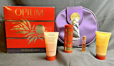 OPIUM YSL Secret De Parfum -Splash / Powder Travel Bag Mini Sample-Vintage READ!