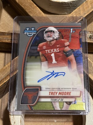 2024 Bowman Chrome University PA-TMO Trey Moore, Texas AUTOGRAPH AUTO
