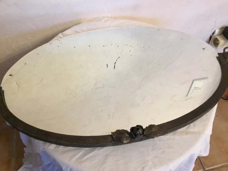 # Ancien miroir mural en fer forge décor art nouveau DLG Edgar Brandt - Photo 4/4