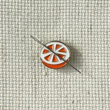 Orange Enamel Needle Minder, Needlepoint / Cross Stitch Magnet