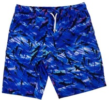 Lands  End Boys Swim Trunks Shorts Blue Shark Husky Boys Size L 10H-12H NWOT