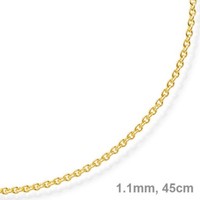 1,1Mm Rund-Ankerkette 750 Gold Gelbgold Kette Collier Halskette, 45Cm, Goldkette