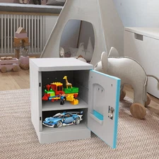 2-tiers Bedroom Storage Cabinet Nightstand Lockable, with Doors and Keys