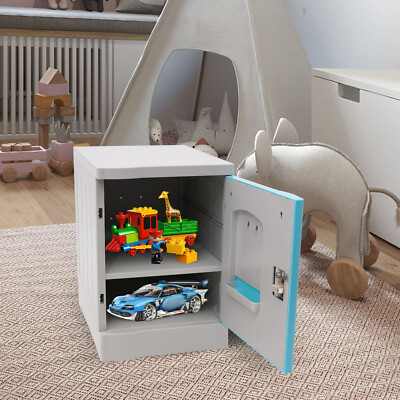2-tiers Bedroom Storage Cabinet Nightstand Lockable, with Doors and Keys
