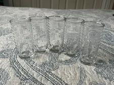 VINTAGE CRISA Horizontal Circled Ribbed Tumbler Juice Glasses Clear 8oz Set Of 5