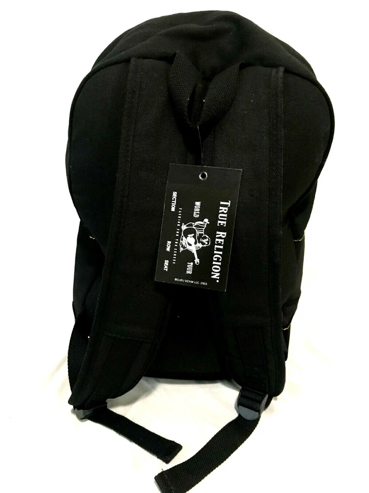 Mochila True Religion negra con logotipo dorado nueva con etiquetas Foto 3 de 3