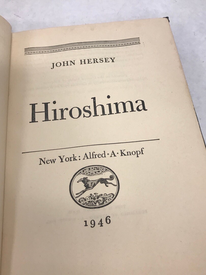 Vintage book hardcover HIROSHIMA 1946 John Hersey NYC Alfred A