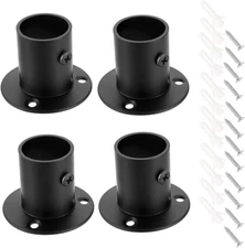 4 Packs Stainless Steel Pole Sockets Flange Rod Holder, Wall Mount Pipe Bracket