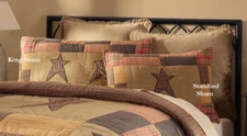 STRATTON STAR QUILTED KING SHAM : RUSTIC CABIN PRIMITIVE BROWN LUX PILLOW COVER