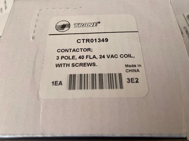 TRANE CTR01349 40AMP, 3-POLE 24V CONTACTOR (NEW)