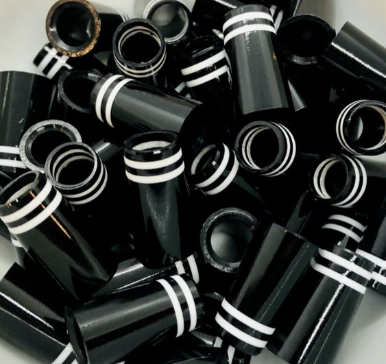 (12) Premium Quality Iron Ferrules Black w/ Double White Rings 1&rdquo;