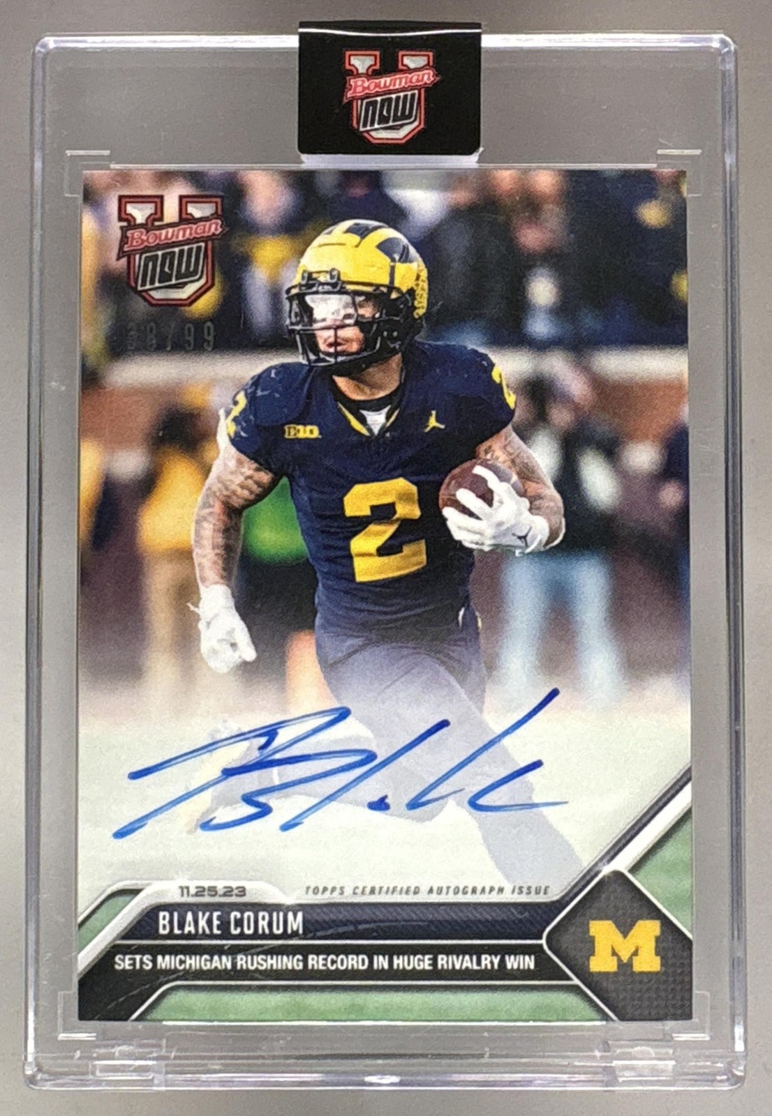 2023 Bowman U Now Blake Corum #31A Auto Full Color 38/99 Wolverines