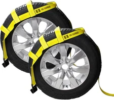 DC Cargo Tow Dolly Basket Straps with Flat Hooks | 2-Pack | yellow,black,red 