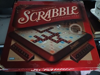 Vintage 2001 Parker Brothers SCRABBLE Deluxe Turntable Crossword Word Board Game