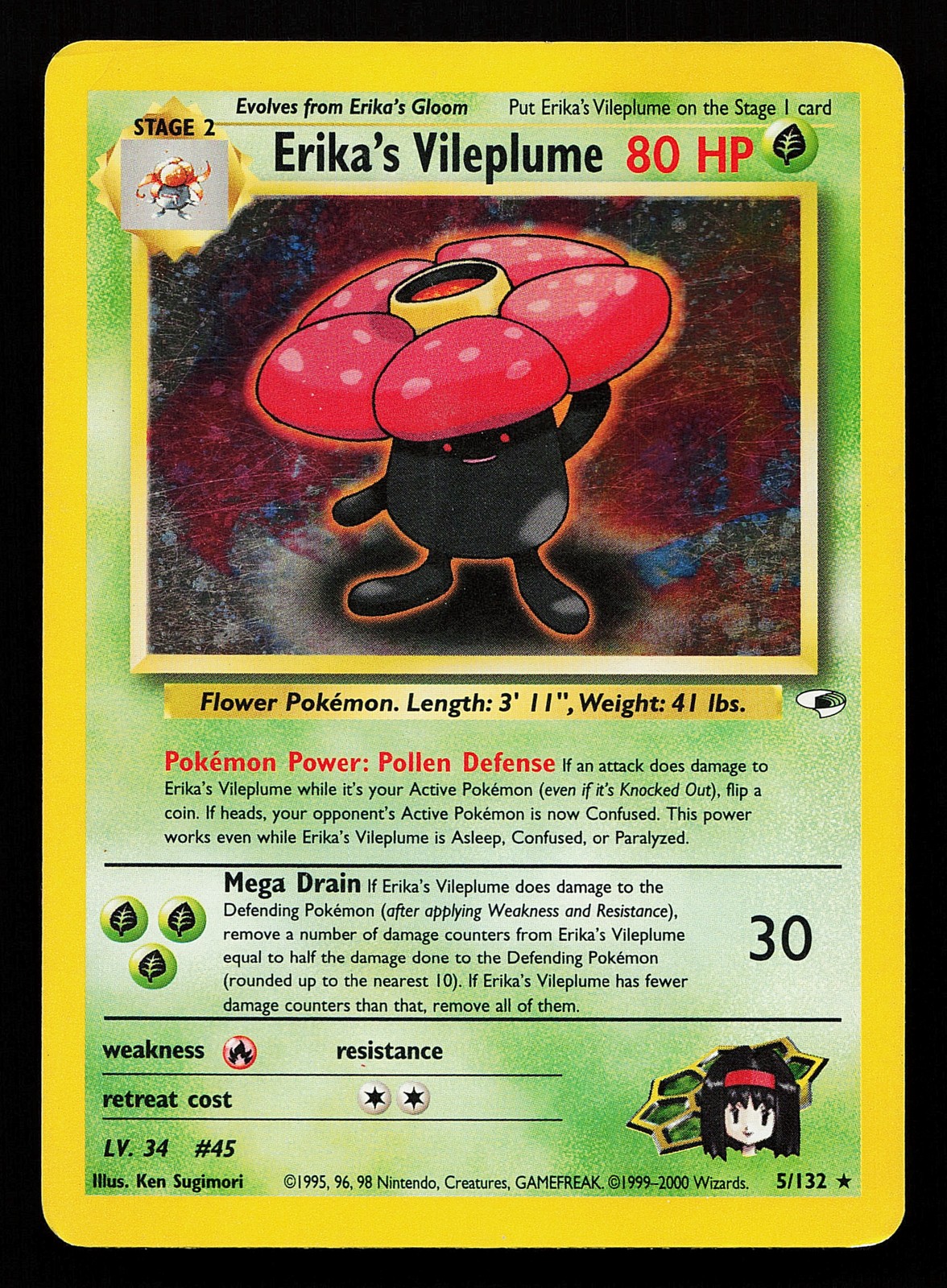 Erika's Vileplume 5/132 Holo Rare Gym Heroes Pokémon Card