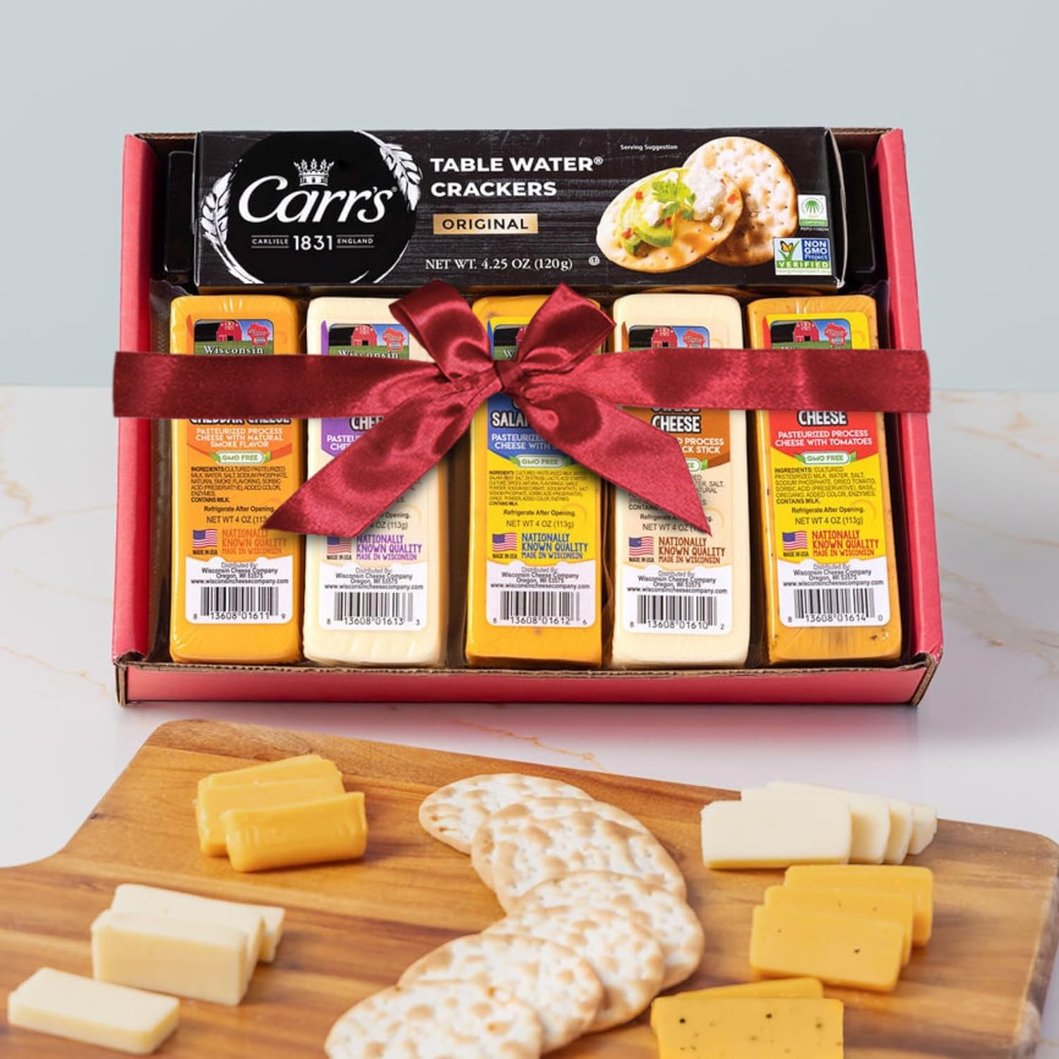 Specialty Wisconsin Cheese & Cracker Gift Box for Parties, Charcuterie Boards