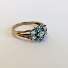 9ct Yellow Gold Aquamarine Diamond Ring Size Q Hallmarked 375 March 2.4g