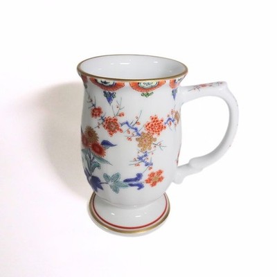 Arita Ware Kisen Beer Mug Set 2pcs Iroe Ume Kiku Plum Chrysanthemum Porcelain