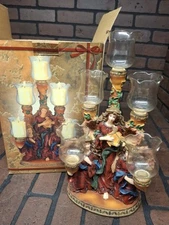 Christmas Harp Angel 5 Cup Candle Holder Votive Candelabra 