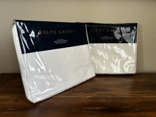 2 Ralph Lauren Jemma Embroidery Standard Pillow Shams White Floral Deauville