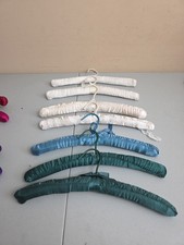 Lot of 7 Vintage Padded Hangers Satin/Silk Fabric Padded Lingerie Hangers 15"